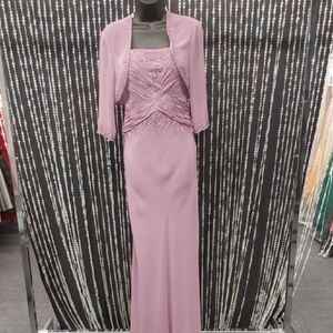 Sophisticated Lavender Long Sleeve Chiffon Gown with Jacket
